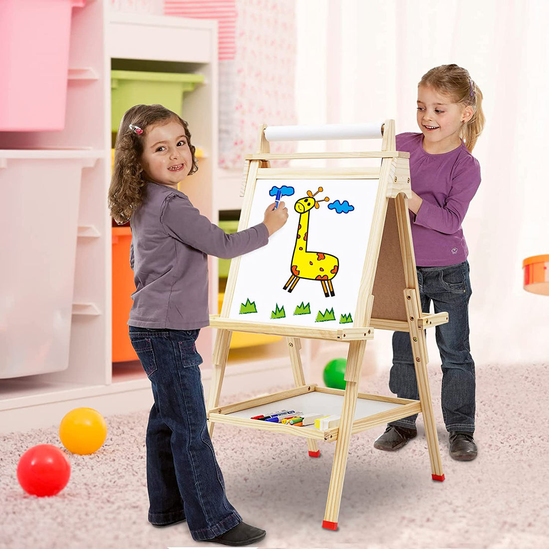 EALING BABY Art Easel - Wood Frame with Paper Roll - Natural Wood Colo –  duke-commerce